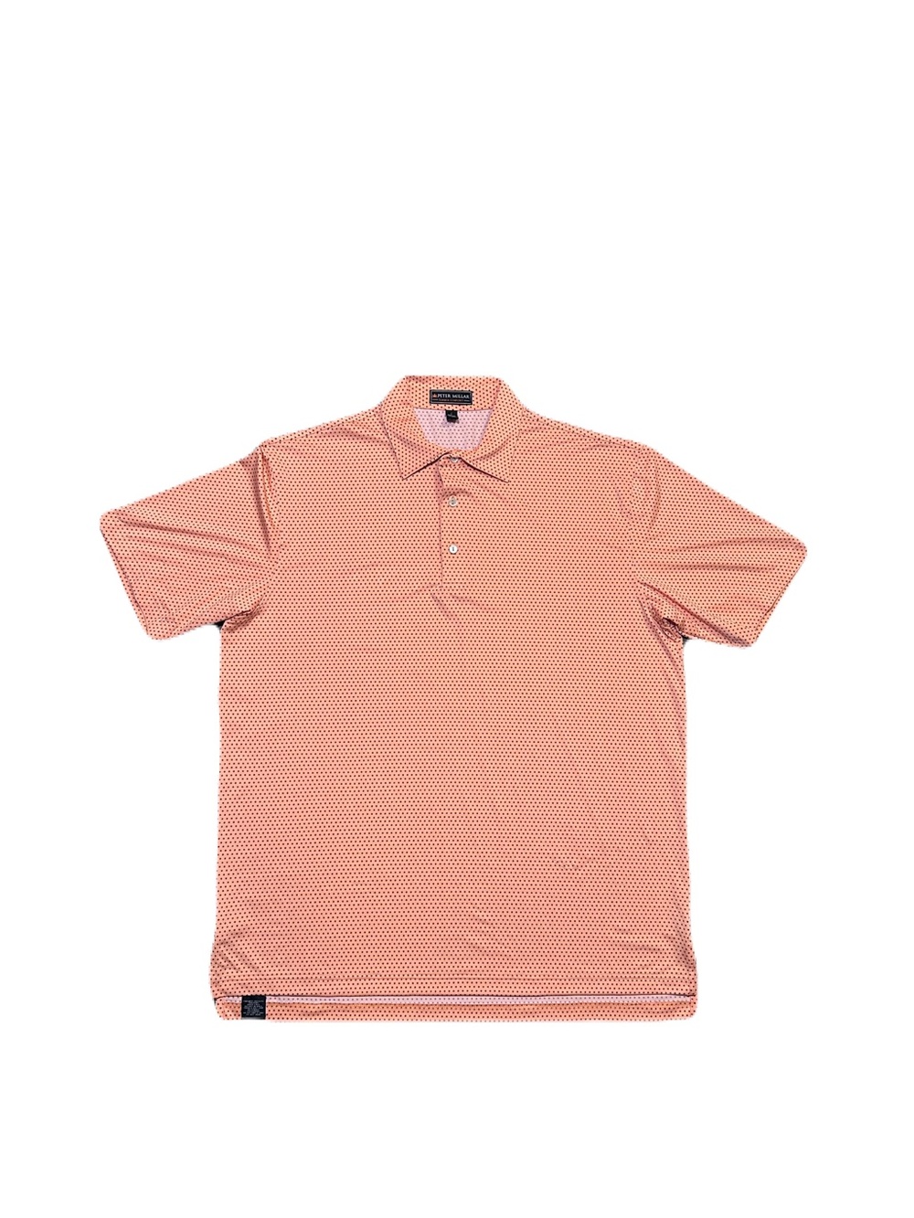 Peter Millar Polo Shirt Men's L Orange Polka Dot Summer Comfort Stretch Golf